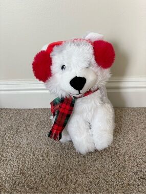 American Greetings 9.5 in. Christmas Plush Husky with Earmuffs and Scarf